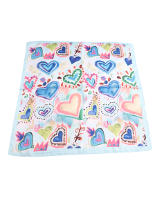 26063 Doodle Hearts Square Scarf Blue
