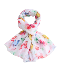 A058 Butterflies Scarf Cream