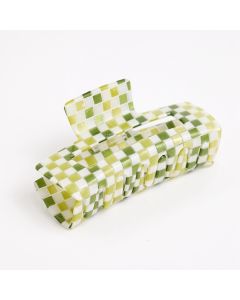 HC1221 Green Squares Hair Claw Clip
