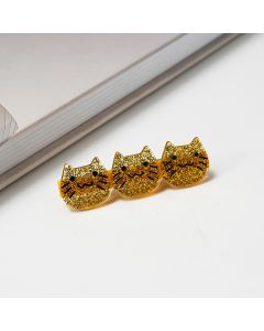 HC1302 Cat Faces Gold Glitter Hair Clip