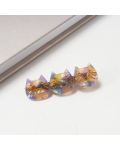 HC1304 Cat Faces Purple Hair Clip