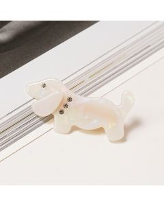 HC1310 Sausage Dog White Hair Clip