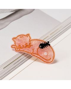 HC1324 Sleeping Cat Pink Hair Clip