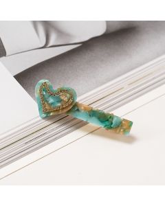 HC1341 Heart Green Hair Clip