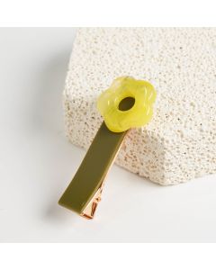 HC1371 Flower Yellow Green Hair Clip