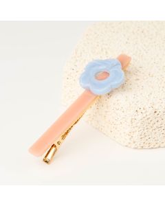 HC1384 Flower Blue & Pink Hair Clip