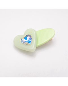 HC1513 Heart Hair Clip Green