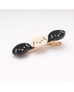 HC1516 Dog Faces Hair Clip Black/Cream