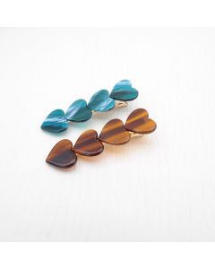 HD1004 Hearts Coffee Teal Twin Clips