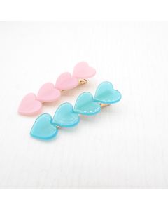 HD1005 Hearts Pink Aqua Twin Clips