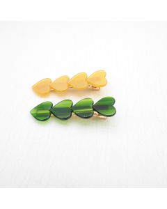 HD1006 Hearts Yellow Green Twin Clips