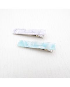 HD1013 Aqua and Silver Twin Hair Clips