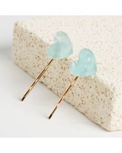 HD1040 Hearts Hair Clips Twin Pack Blue