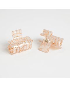 HD1075 Cream Hair Claw Clips Twin Pack