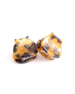 HH0011 Mini Claws Pair Cat Face Brown Tortoiseshell