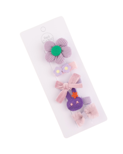 HH0101 Purple Set Hair Clips Pack Of 5