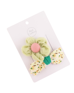 HH0108 Flower Bow Hair Clips Pack Green