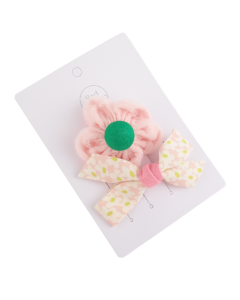 HH0109 Flower Bow Hair Clips Pack Pink