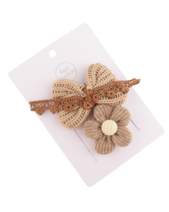 HH0120 Flower Bow Hair Clips Pack Mushroom