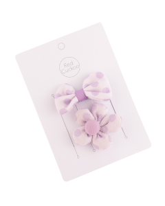 HH0122 Flower Bow Hair Clips Pack Purple