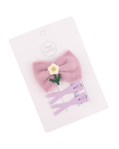 HH0128 Purple Bow Hair Clips Pack Of 3
