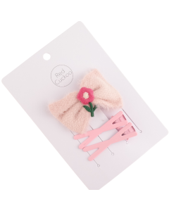 HH0129 Pink Bow Hair Clips Pack Of 3