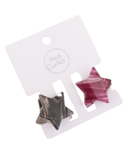 HH0152 Mini Stars Hair Claw Clips Twin Pack Plum