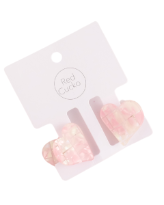 HH0157 Mini Hearts Hair Claw Clips Twin Pack Pink