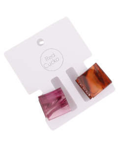 HH0165 Mini Square Hair Claws Pack Purple Brown 