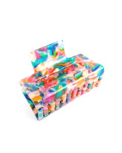 HH0204 Rectangle Hair Claw Clip Green Multi