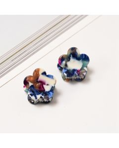 HH0213 Mini Hair Claws Pair Flower Blue