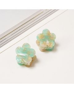 HH0214 Mini Hair Claws Pair Flower Mint