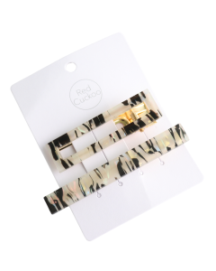 HH0457 Hair Clips Pack Of 2 Black White