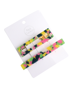 HH0459 Hair Clips Pack Of 2 Pink Green