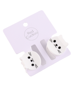 HH0493 Mini Cat Face Claws Twin Pack White