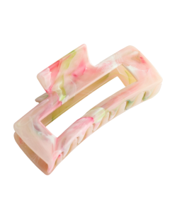 HH0519 Rectangle Hair Claw Clip Pink Green