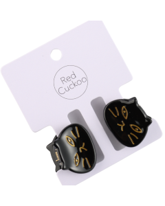 HH0576 Mini Hair Claws Pair Cat Face Black