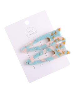 HH0599 Cat Hair Clips Twin Pack Sky