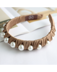 HH0669 Pearls Brown Headband