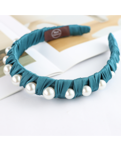 HH0673 Pearls Teal Headband
