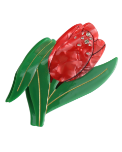 HH0716 Sparkle Tulip Hair Claw Clip Red