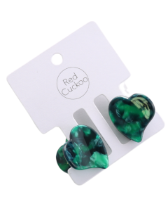 HH0777 Mini Hair Claws Pair Heart Teal