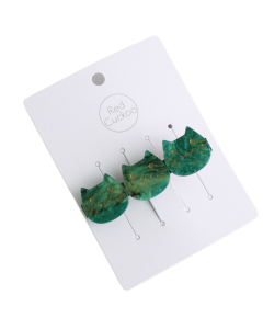 HH0790 Cat Faces Teal Hair Clip