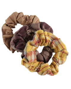 HH0823 Checks Scrunchies Pack Of 3 Beige Mustard