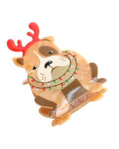 HH0829 Xmas Bull Dog Hair Claw Clip