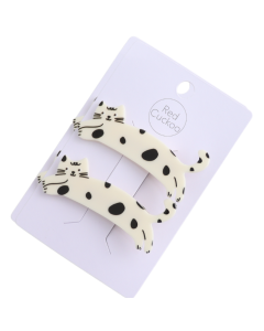 HH0849 Jumping Cat Hair Clips Twin Pack White