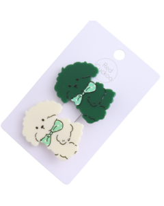 HH0856 Dog Hair Clips Pack Of 2 White Green