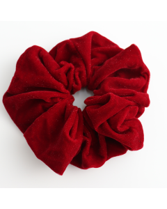 HH0890 Oversized Glitter Velvet Scrunchie Red