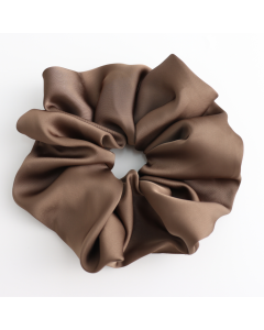 HH0920 Oversized Plain Silky Scrunchie Brown