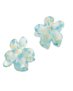 HH0930 Flower Hair Claws Green Checks Pair 